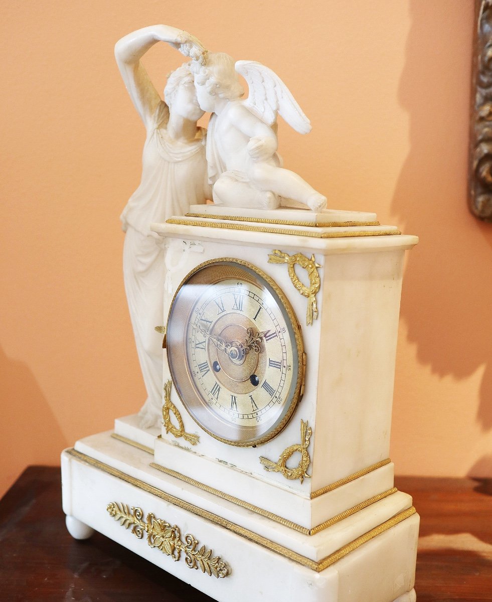  Horloge en Albâtre Biedermeier, Vienne vers 1840-photo-4