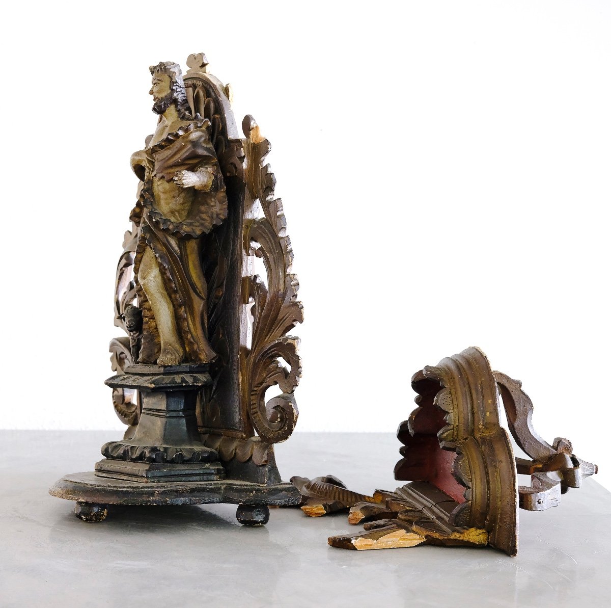 Jesus Figure Baroque En Bois-photo-4