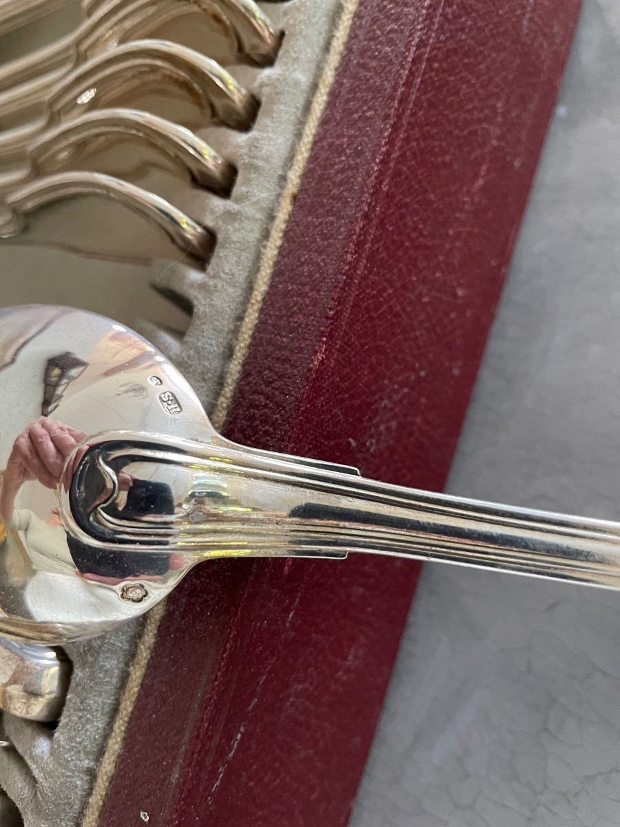 19th Century Silver Cutlery Set For 6 People-photo-2