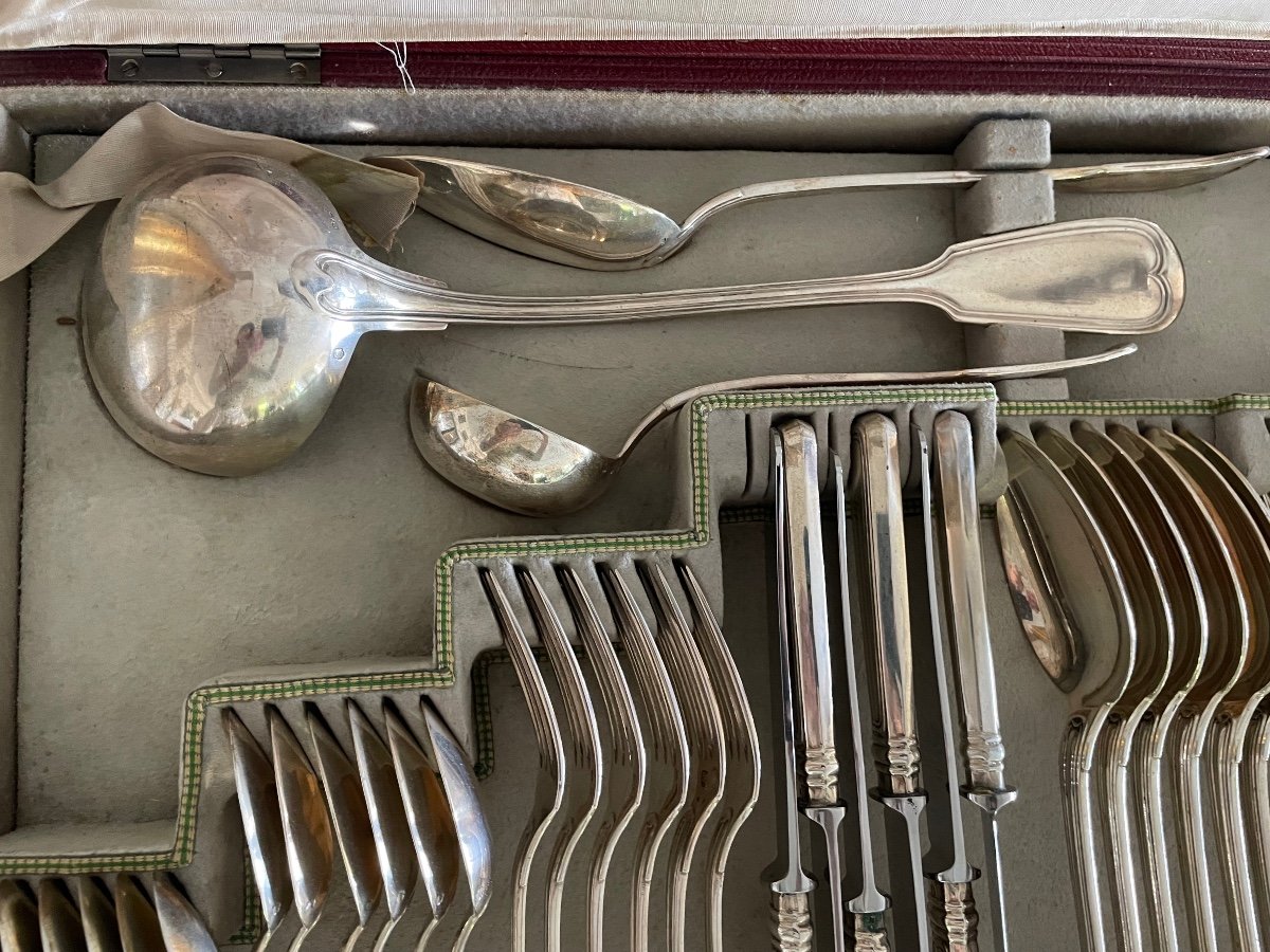 19th Century Silver Cutlery Set For 6 People-photo-5