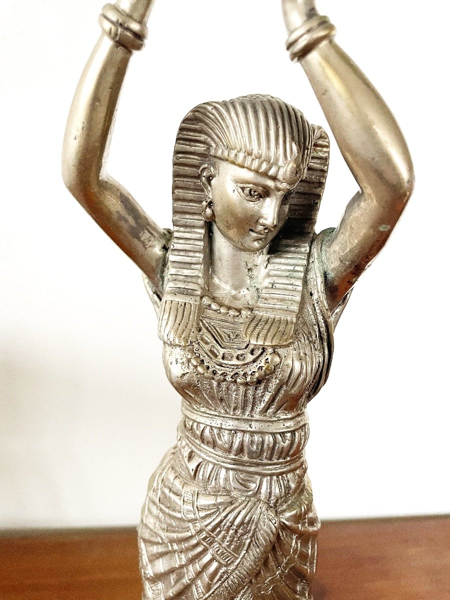 Silver Figurine With Glass Cup-photo-2