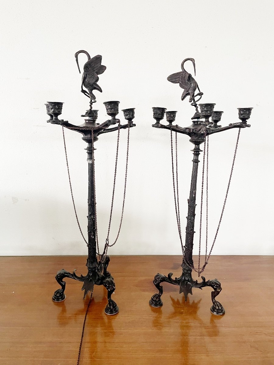 Pair Of Iron Candlesticks-photo-2