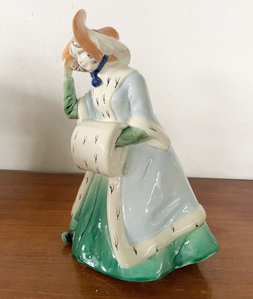 Vienna Ceramic Figurine "lady With A Sleeve"-photo-2