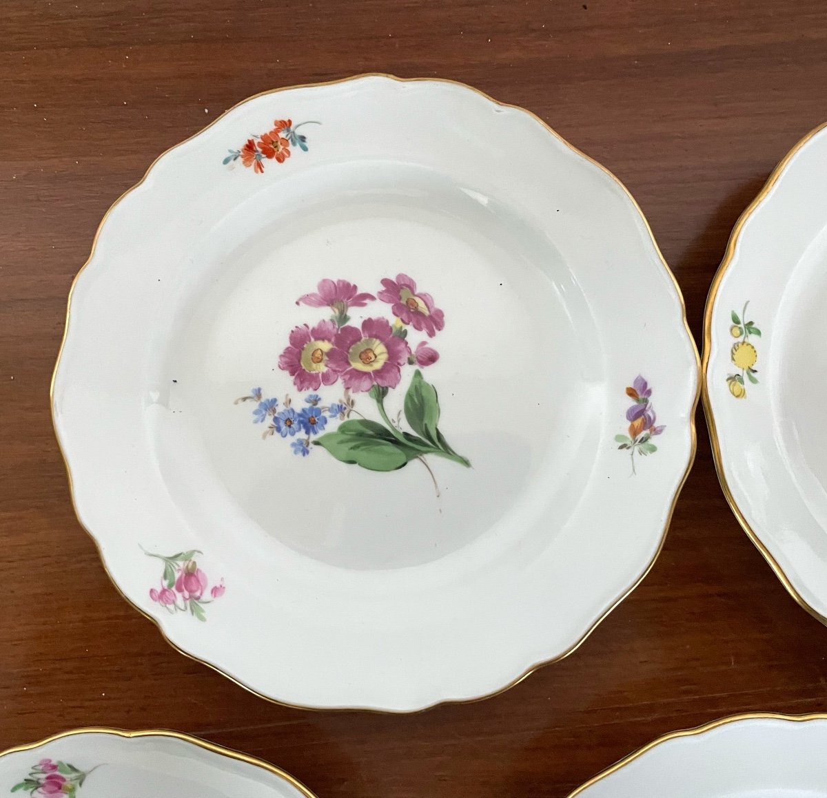 6 Pièces Assiettes à Gâteaux De Meissen-photo-4