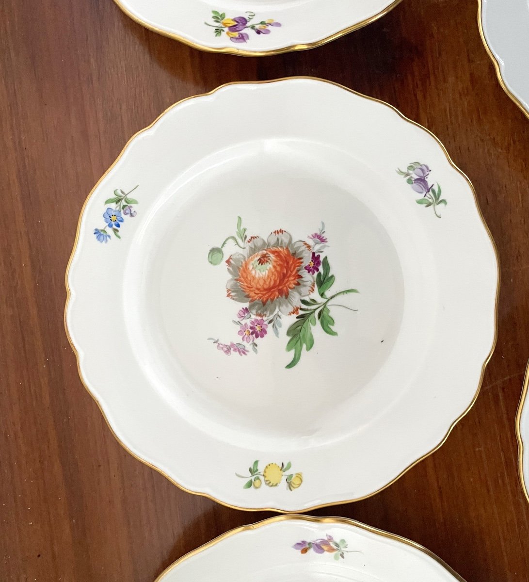 6 Pièces Assiettes à Gâteaux De Meissen-photo-1