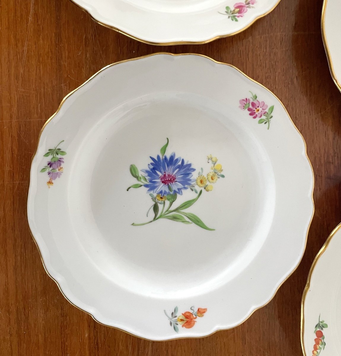 6 Pièces Assiettes à Gâteaux De Meissen-photo-2