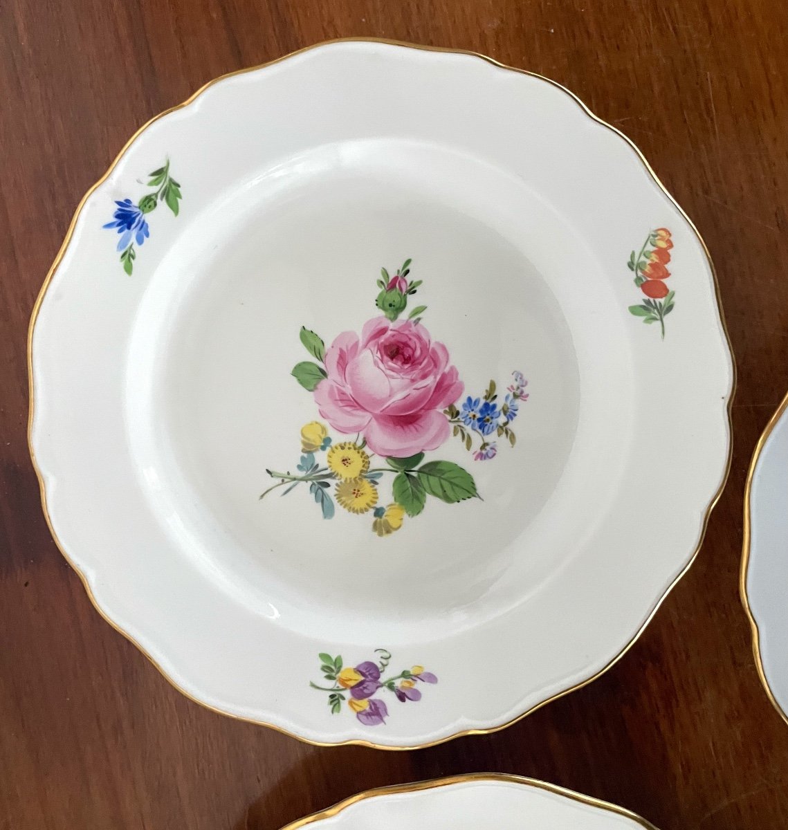 6 Pièces Assiettes à Gâteaux De Meissen-photo-6