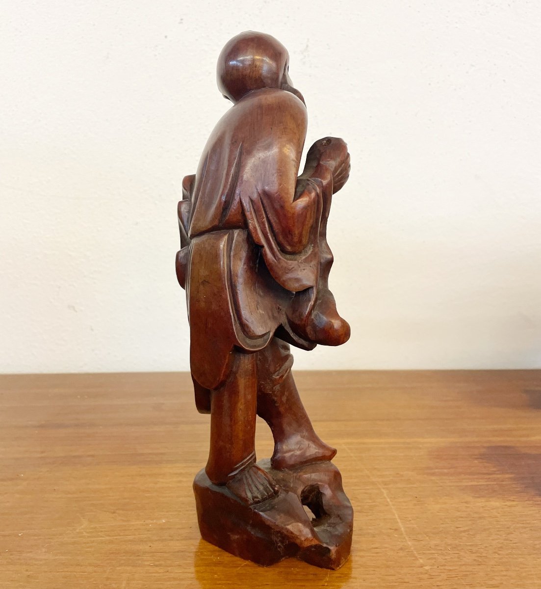 «chinois»  Figurine En Bois Sculpté Vers 1920-photo-3