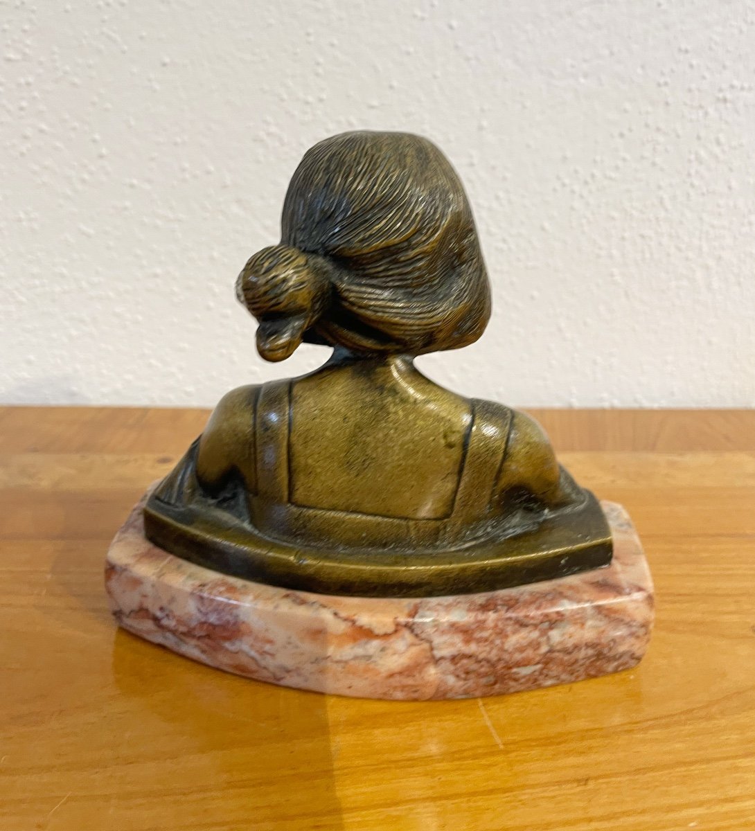 Art Nouveau Bronze Statuette With Marble Base, Circa 1920-photo-1