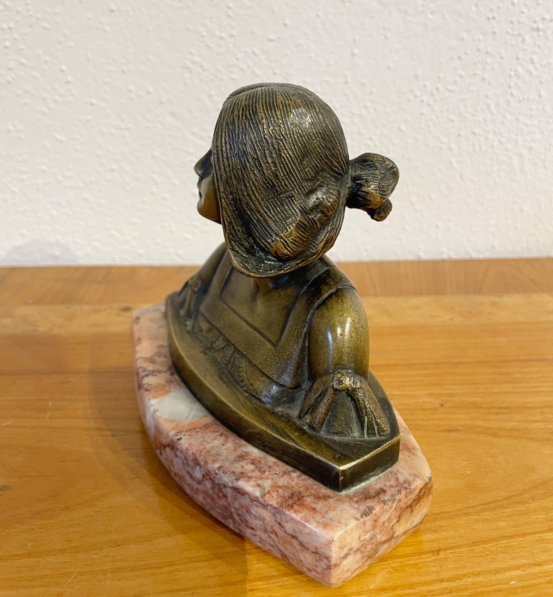 Art Nouveau Bronze Statuette With Marble Base, Circa 1920-photo-5