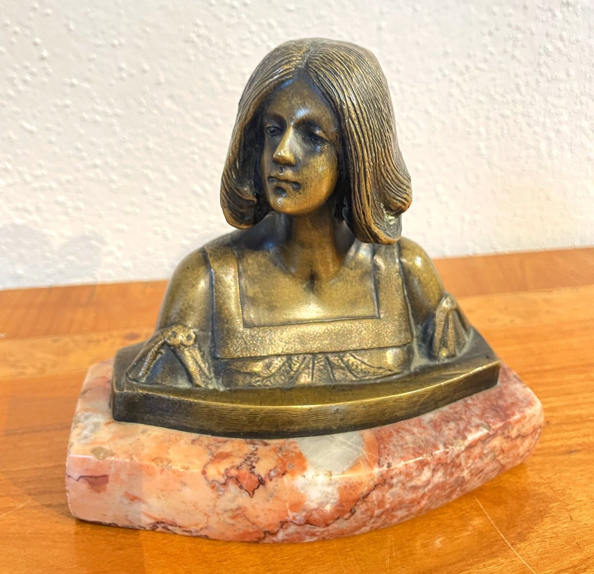 Art Nouveau Bronze Statuette With Marble Base, Circa 1920