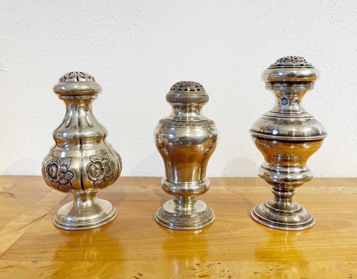 3 Silver Spice Containers