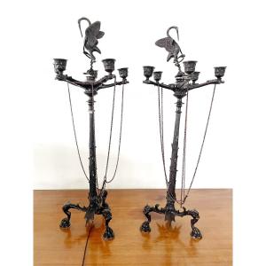 Pair Of Iron Candlesticks