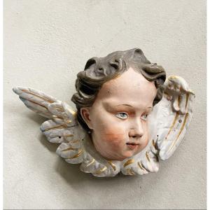 Tête d'Ange en Bois Sculpté,  Baroque