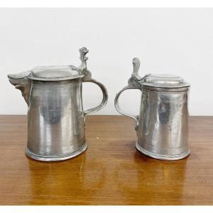 2 Baroque Pewter Jugs