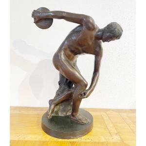 Bronze Figurine "discus Thrower" France Circa 1920