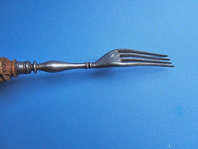 Beautiful Boxwood Handle Cutlery Fork, Holland, 17th Century-photo-6