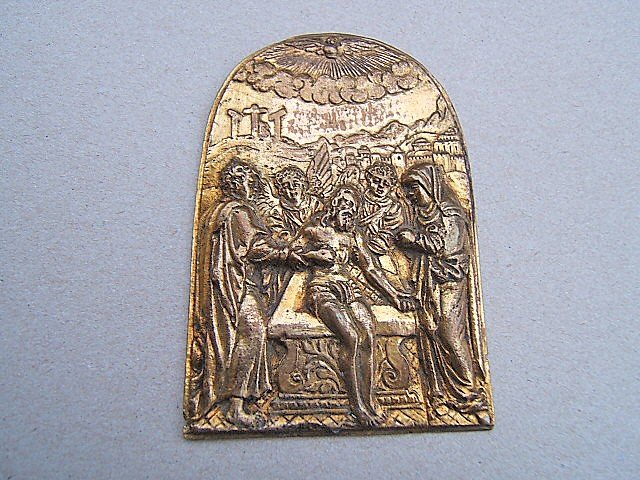 Très Belle Plaque En Bronze Doré Renaissance Padoue/italie XVIe Siècle