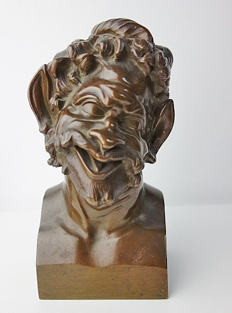 Laughing Satyr Fauna In Very High Quality Bronze. Berlin, Signed And Dated 1846. 19th Century-photo-1