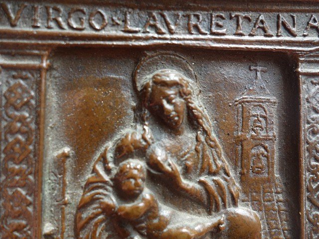 Plaque En Bronze Marie Avec l'Enfant. Italie 16ème Siècle. Belle Exécution-photo-3