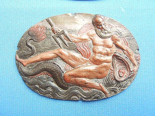 Series Of Four Lead Sea God Plaque Medallions, 16th Century-photo-1