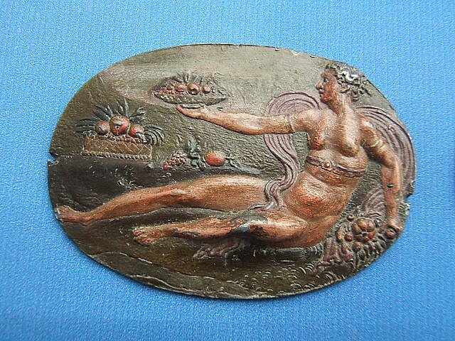 Series Of Four Lead Sea God Plaque Medallions, 16th Century-photo-2