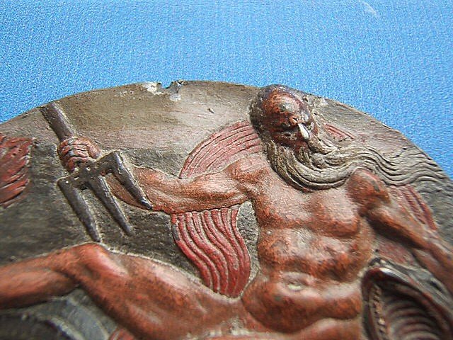 Series Of Four Lead Sea God Plaque Medallions, 16th Century-photo-4