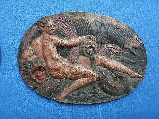 Series Of Four Lead Sea God Plaque Medallions, 16th Century