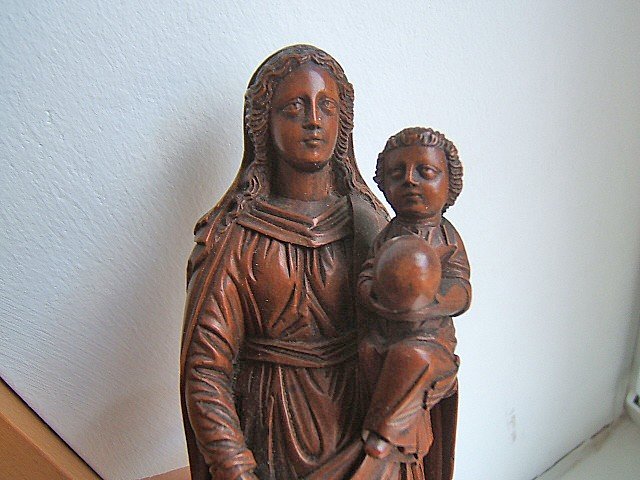 Virgin And Child, Finely Carved Boxwood, Flanders Or France, 17th Or 19th Century-photo-2