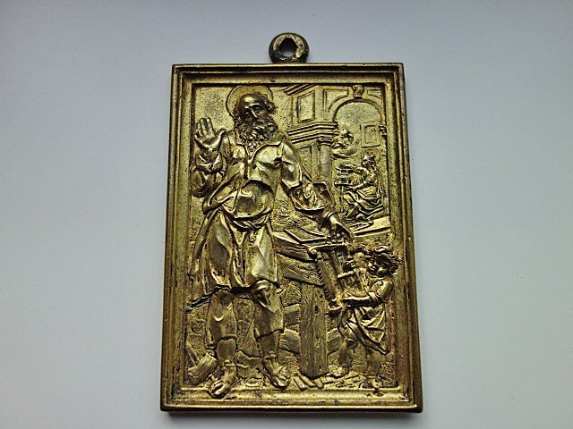 Set Of Four Renaissance Gilt Bronze Plaques From The 17th Century-photo-3