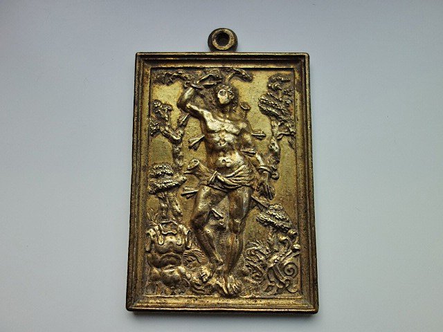 Set Of Four Renaissance Gilt Bronze Plaques From The 17th Century-photo-4