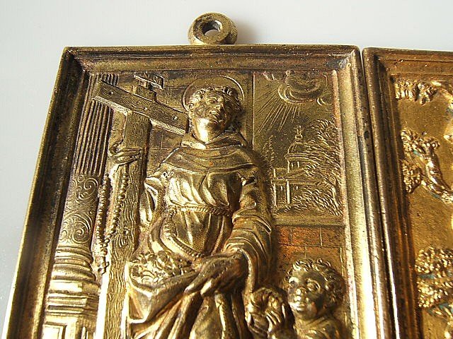 Set Of Four Renaissance Gilt Bronze Plaques From The 17th Century-photo-2