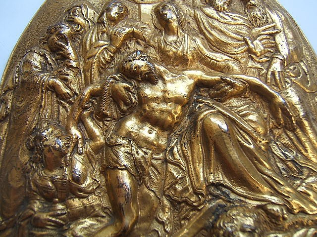 Belle Plaque En Bronze, Sud De l'Allemagne 16/17ème Siècle. Lamentation Pour Le Christ.  -photo-4