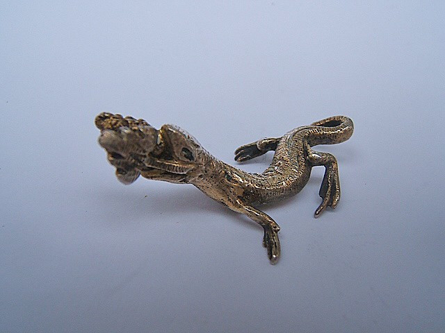 Renaissance Style Gilt Silver Lizard, Circa 1900-photo-2