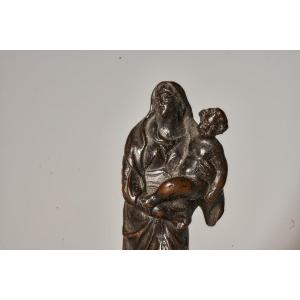 Vierge/Marie à l'Enfant Sculpture Renaissance Bronze Italie 16/17 Siècle