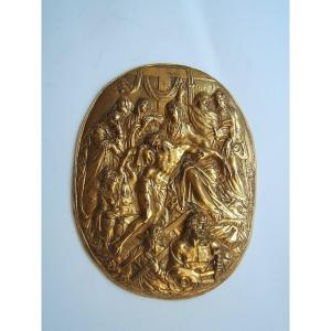 Belle Plaque En Bronze, Sud De l'Allemagne 16/17ème Siècle. Lamentation Pour Le Christ.  