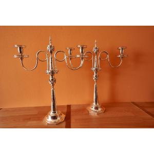 Pair Of Beautiful Silver Girandoles/candelabras From Breslau/wroclaw Poland Circa 1800