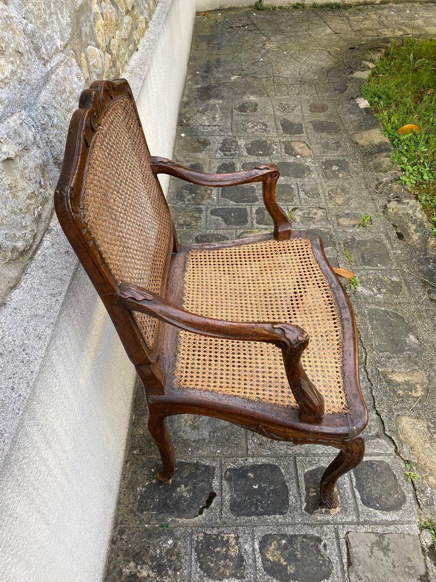 Eighteenth E. Meunier Flat Back Caned Armchair-photo-2