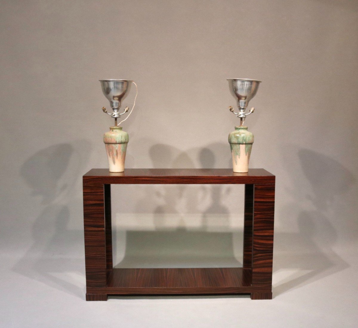 Pair Of Vases Mounted As Lamps Signed Charles Greber-photo-4