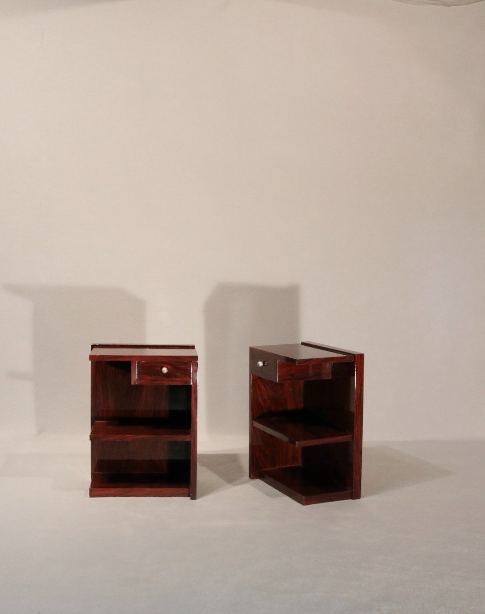 Pair Of Art Deco Rosewood Nightstands-photo-2