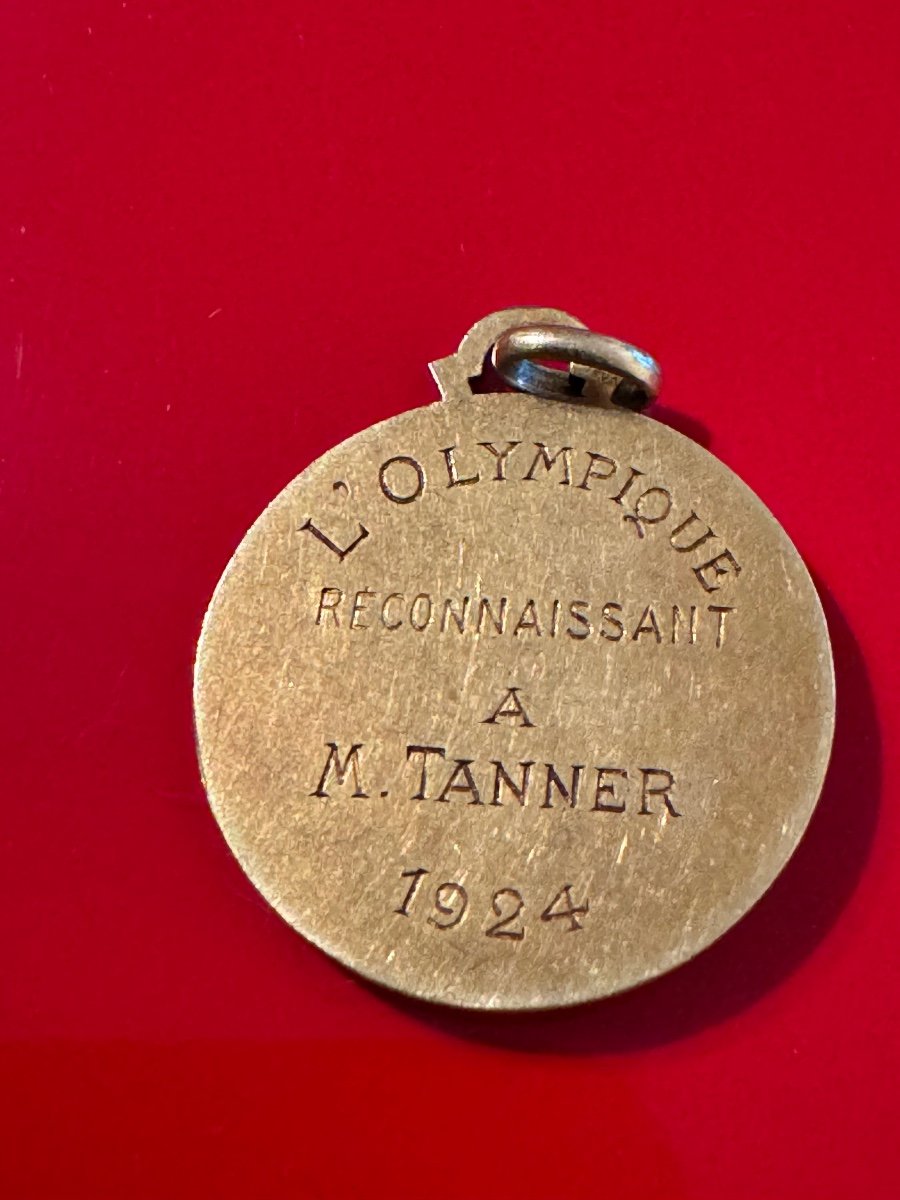 Art Deco Period Medal Pendant 18 Carat Gold Decorated Gaulish Head (olympic) 9 Grams -photo-3