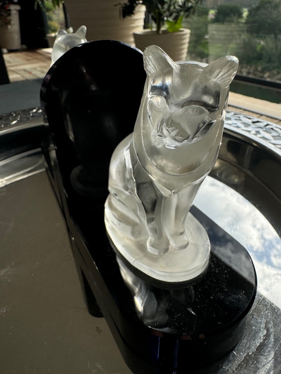 Ravissante Paire Serre Livres Epoque Art Deco 1930 Mascotte Hoffmann Chat Dlg Lalique-photo-6