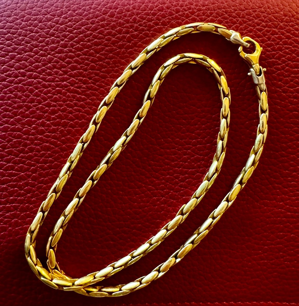 18 Carat Yellow Gold Solid Palm Tree Link Chain (43 Grams) 47 Cm Unisex