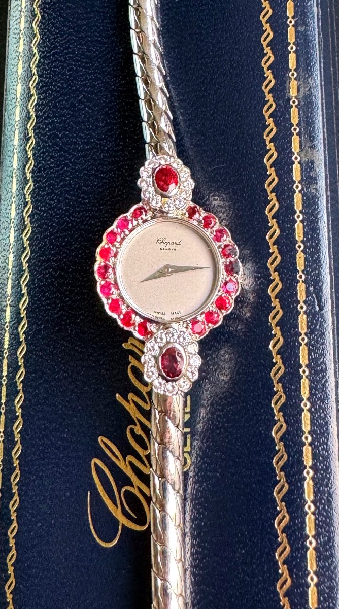 Chopard Montre De Soirée Or Blanc ( 18 Carats) Diamants Et Rubis ( Superbe Etat)