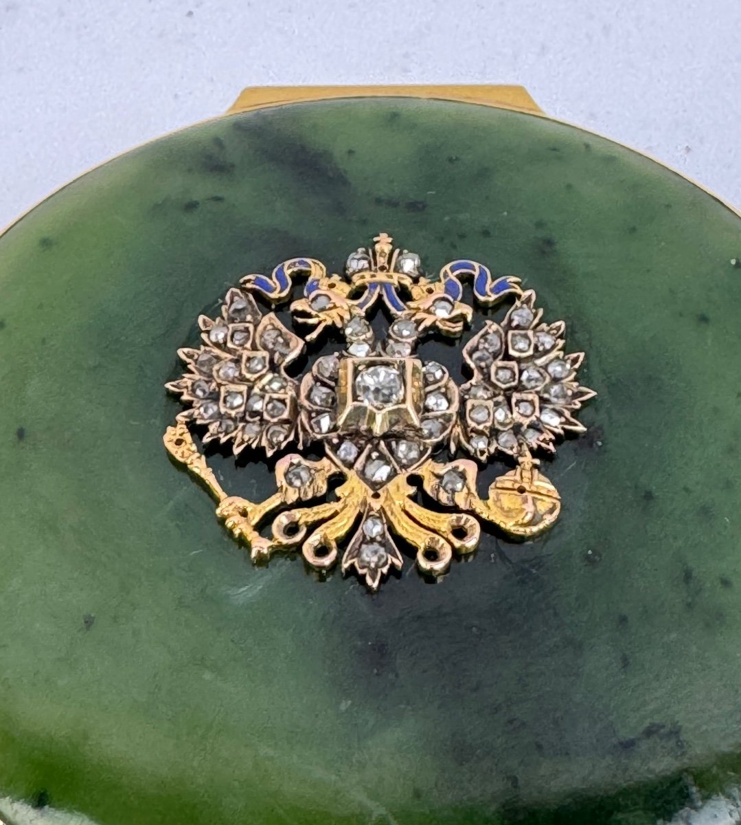  Museum Quality Box 18 Carat Gold Nephrite Diamonds Quality Period Early 20th Century Dlg Fabergé-photo-5