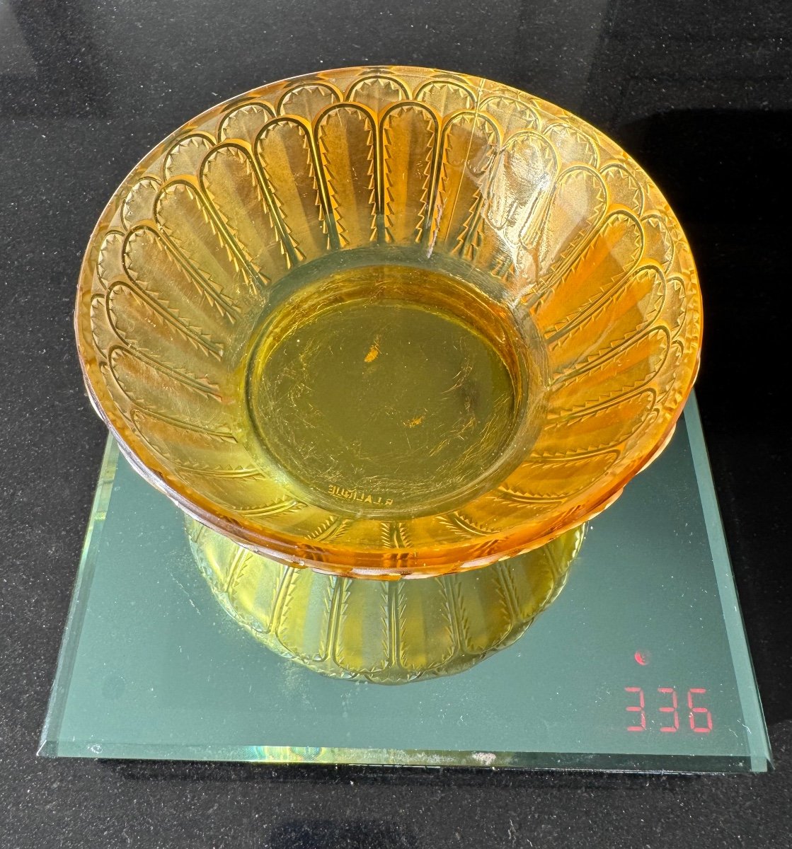 René Lalique Empty Pockets Bowl Jaffa Model Rare Color Diam: 13cm Very Good Condition Art Deco Period-photo-5