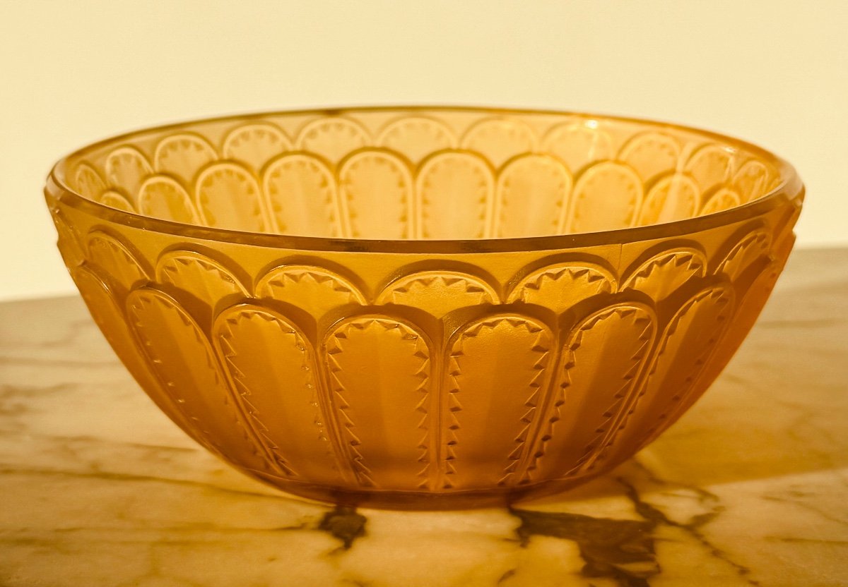 René Lalique Empty Pockets Bowl Jaffa Model Rare Color Diam: 13cm Very Good Condition Art Deco Period-photo-7