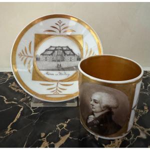 Tasse Et Sous Tasse Litron Porcelaine Allemande Epoque Empire Debut XIX 