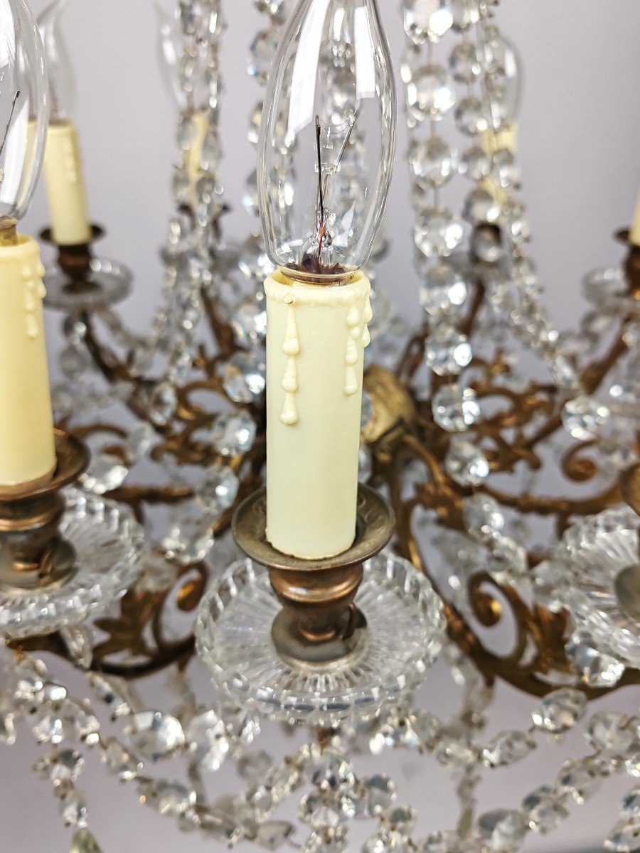 12 Light Chandelier, Glass And Crystal-photo-1