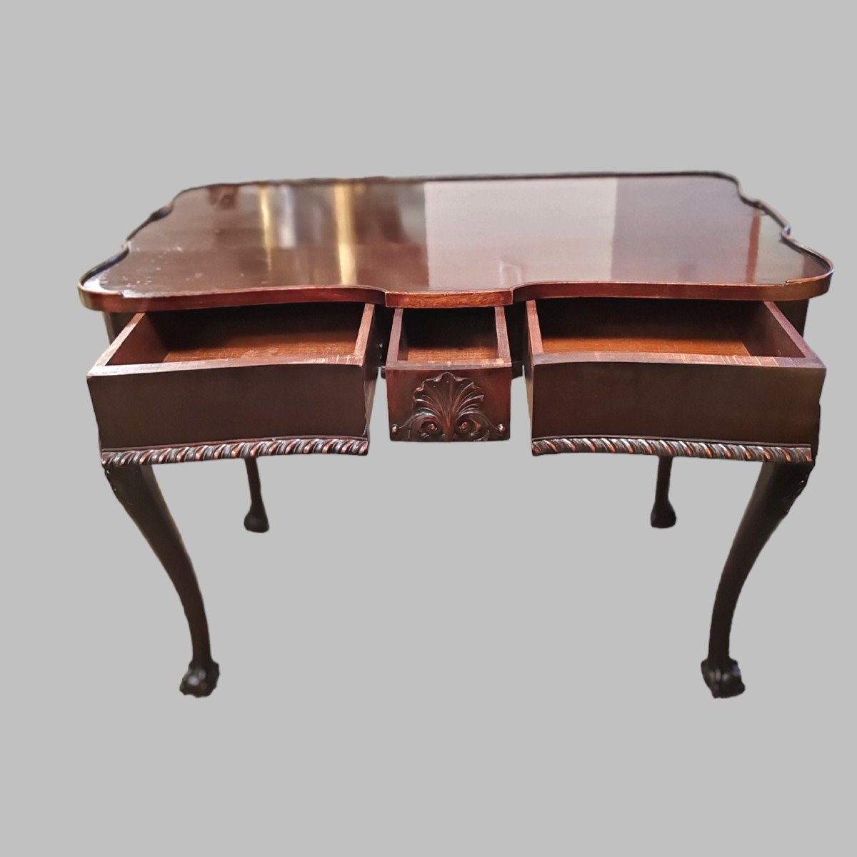 19th Century Chippendale Style Mahogany Desk-photo-2